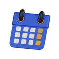 Minimal calendar month icon. 3d render isolated illustration