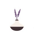 Minimal calming essential oils diffuser vector, lavender silhouette with white accent, wellness and relaxation design Royalty Free Stock Photo