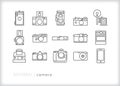 Camera icon set of different types of digital, film and SLR camera bodies Royalty Free Stock Photo