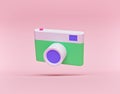 Minimal camera isolated. photography concept. 3d rendering