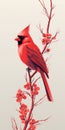 Minimal Cardinal Mobile Wallpaper: Delicate Line Drawing With Nature\'s Grace