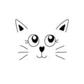 Minimal cartoon image of cute cat face. Vector illustration. Royalty Free Stock Photo