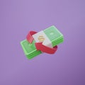 Minimal cashback refund cash bundle banknote money 3D render illustration