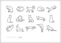 Cat icon set of felines in different positions Royalty Free Stock Photo