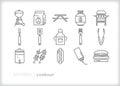 Cookout icon set of food, tools and equipment for grilling outside Royalty Free Stock Photo