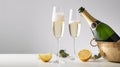 Minimal Champagne Table Setup in Horizontal Format Royalty Free Stock Photo