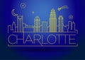 Minimal Charlotte Linear City Skyline with Typographic Design