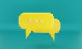 Minimal chat bubble. Contact us or chat icon 3D in blue background.. Concept of communication, social media messages, SMS,