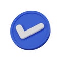 Minimal check circle icon. 3d render isolated illustration
