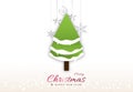 Minimal Christmas design with christmas tree paper cut and star hanging decoration