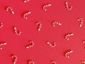 Minimal Christmas pattern. Christmas cookies on red background. 3D rendering