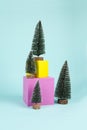 Minimal christmas trees and cubes Royalty Free Stock Photo