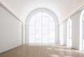 Minimal classical style empty white arch room interior 3d render