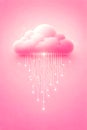 Minimal Cloud Computing Illustration With Soft Pink Digital Circuit Technology Style Royalty Free Stock Photo