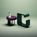 Minimal Coffee Table Sculpture With Letters By Chrysalen