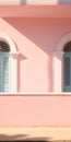 Minimal Colonial Architecture Exterior With Pink Wall And Arched Doorways