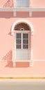 Minimal Colonial Architecture With Pink Wall And Balcony