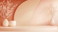 A minimal color backdrop with muted coral and soft beige tones, featuring abstract patterns and