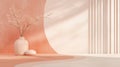 A minimal color backdrop with muted coral and soft beige tones, featuring abstract patterns and
