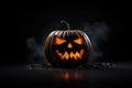 Minimal commercial pumpkin in professional lightning, spooky pumpkin character. halloween holiday poster