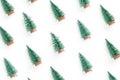 Minimal composition pattern background of green christmas tree isolated on white background