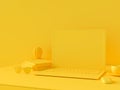 Minimal concept, Laptop on table Work desk yellow color