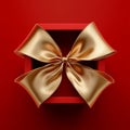 Minimal conceptual 3D rendering of a blank red gift box mockup isolated on a dark red background Royalty Free Stock Photo