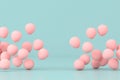 Minimal conceptual idea of floating pink balloons on pastel background. 3D rendering