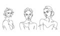 minimal continuous line drawing of female portraits Royalty Free Stock Photo