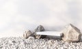 Minimal cosmetic background for product presentation. with stone rock arc geometric form