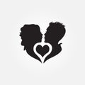 Minimal Couple Art Man and woman Faces Vector logo. Couple print, Kiss print, Valentines Day Royalty Free Stock Photo