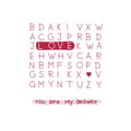 Crossword love greeting card for Valentines Day.