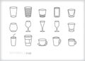 Cup icons for drinking water, alcohol, juice, soda and other beverages