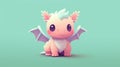 Minimal Cute Dragon: A Little Pink Dragon With Wings In Subtle Gradient Style Royalty Free Stock Photo