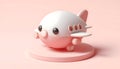 Minimal 3D airplane with smooth rounded design on soft pastel pink background