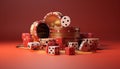 Minimal 3D casino objects. Miniature concept. High quality render created with generative ai.