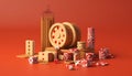 Minimal 3D casino objects. Miniature concept. High quality render created with generative ai.