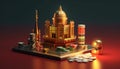 Minimal 3D casino objects. Miniature concept. High quality render created with generative ai.