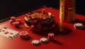 Minimal 3D casino objects. Miniature concept. High quality render created with generative ai.