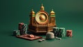 Minimal 3D casino objects. Miniature concept. High quality render created with generative ai.