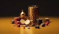 Minimal 3D casino objects. Miniature concept. High quality render created with generative ai.