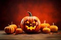 Minimal 3D illustration celebrates Happy Halloween with festive pumpkin decor