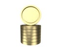 minimal 3d Illustration Golden coin stack. stack like income graph concept