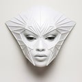 Minimal 3d Origami Mask By Rihanna: White, Ndebele-inspired Motifs