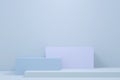 Minimal 3d rendering scene with composition empty cube blue pastel podium for product and abstract background. mock up geometric s