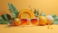 Minimal 3D summer scene. Miniature ultra realistic creative concept for advertisement created with AI