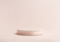 Minimal 3D White Circular Platform with Textured Pink Base for Product Display and Mockups