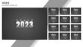 Minimal dark theme 2023 desk calendar template