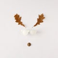 Minimal deer concept. Flat lay. Christmas and New year holiday idea Royalty Free Stock Photo