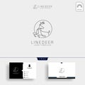 Minimal deer outline or line art logo template and business card Royalty Free Stock Photo